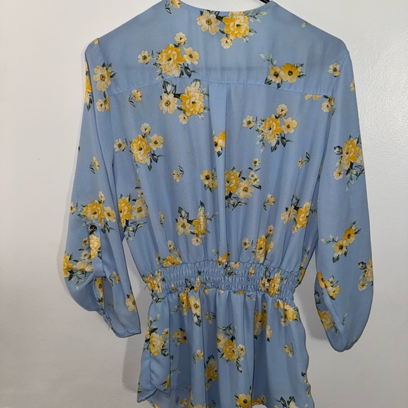 Rue21 Light Blue Blouse with Yellow Floral Design - Picture 7 of 7